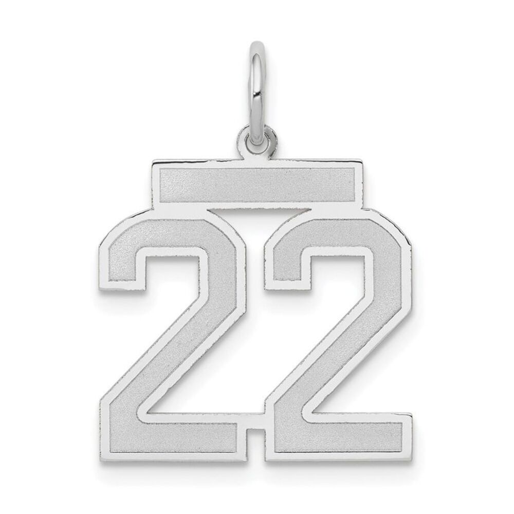 14k White Gold, Jersey Collection, Medium Number 22 Pendant
